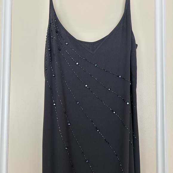 Amuleti Long Gray Sleeveless Embellished Beaded Rhinestone Dress Made in Italy - Picture 3 of 4